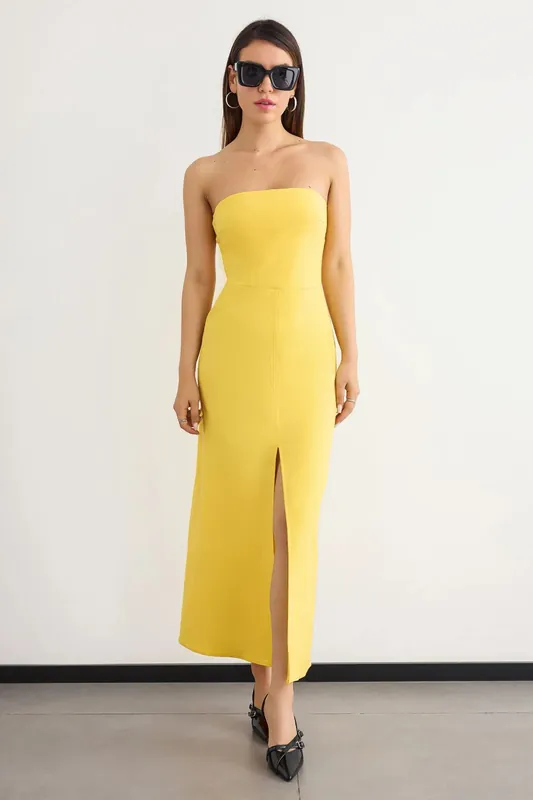 Strapless Maxi Dress with Slit - Hiccup
