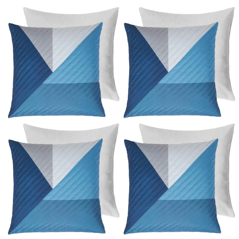 4 Pack Geometric Pinsonic Filled Cushion Covers - 45 x 45cm
