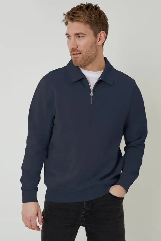 Quarter Zip Collared Sweatshirt - Threadbare
