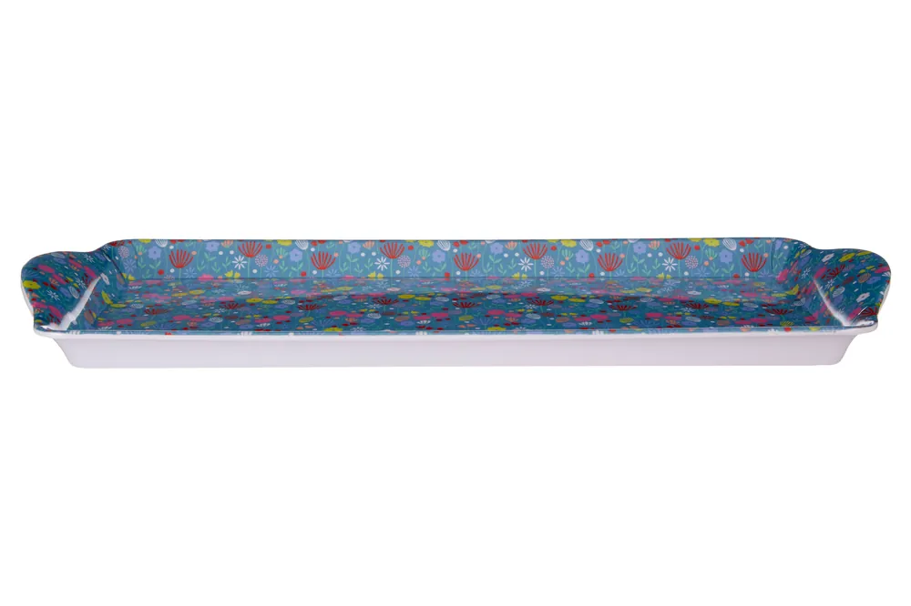 Floral Design Casey Sandwich Tray, Curved Contemporary Dining Tray, Functional Breakfast Tray - Orsina