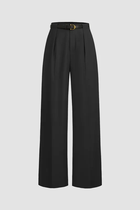 High Waist Pleated Wide Leg Pants - Hiccup