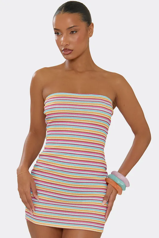 Sleeveless Striped Mini Dress - EGO