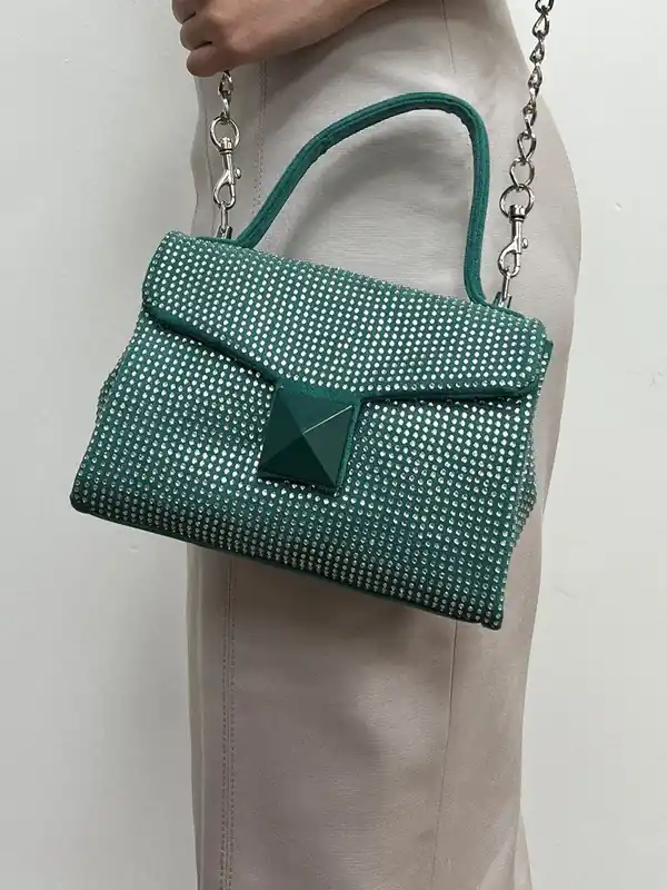Green Suede Rhinestone Grab Bag - SVNX
