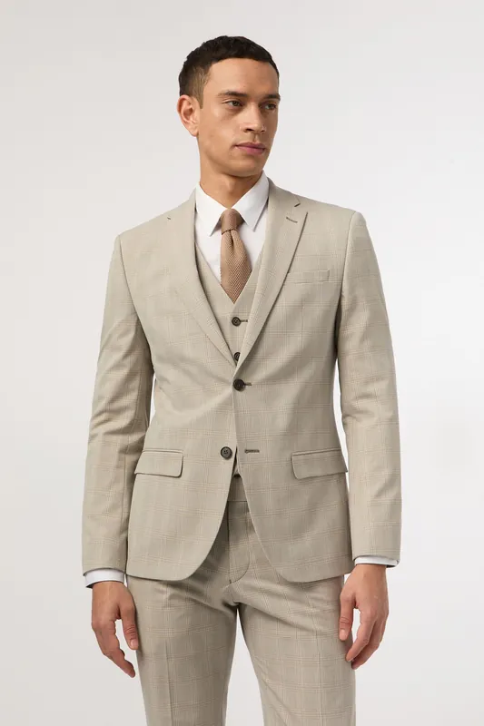 Putty Check Slim Fit Jacket - Antique Rogue
