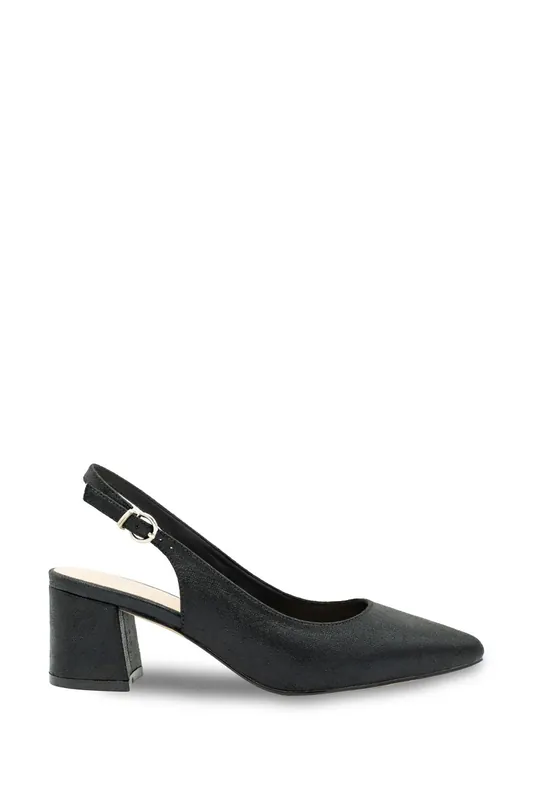 Shimmer 'Imelda' Mid Heel Block Heel Sling Back Court Shoes - Paradox London