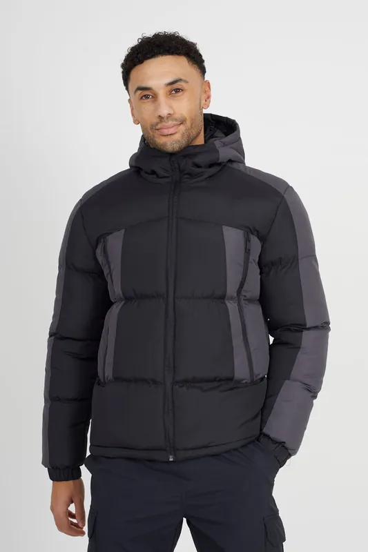 Panel Detail Padded Hooded Jacket - Brave Soul