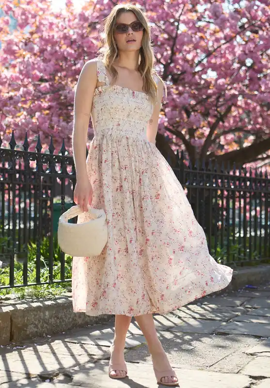 Annie Smocked Wishing Well Print Maxi Dress In Multi - Lily and Lionel