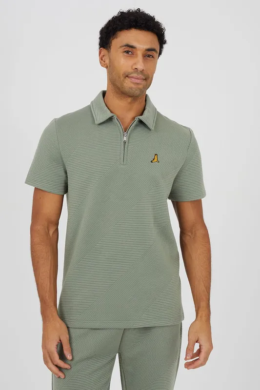 Short Sleeve Quarter Zip Polo Shirt - Brave Soul