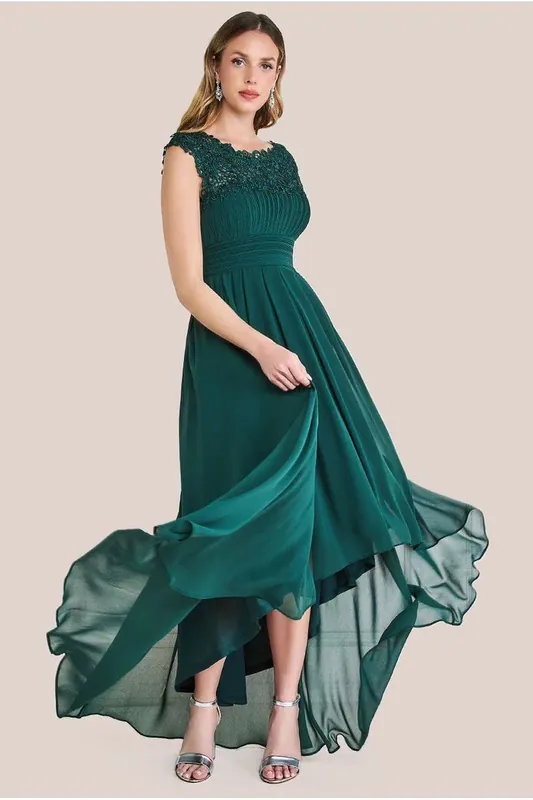 Crochet & Pleated Top High Low Maxi - Goddiva