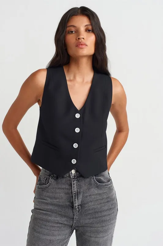 Women's Crop Woven Waistcoat - Dilvin