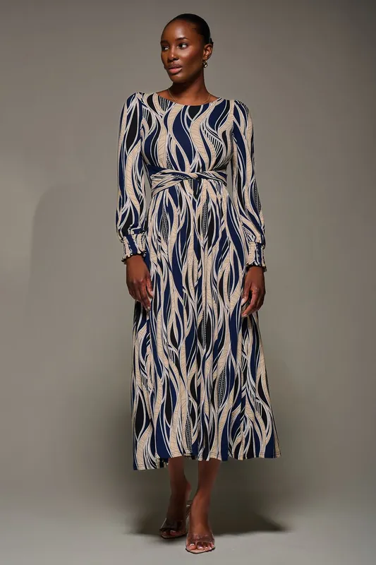 Jersey Belted Long Sleeve Maxi Dress - Jolie Moi