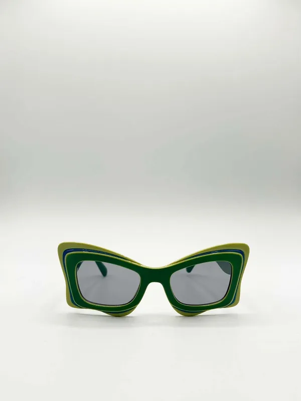 Bold Butterfly Cat-Eye Sunglasses Green Lime