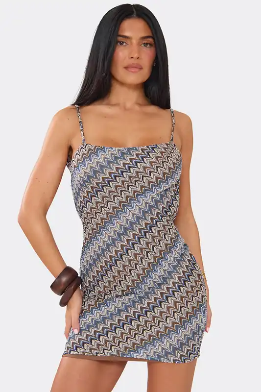 Strappy Textured Mini Dress - EGO