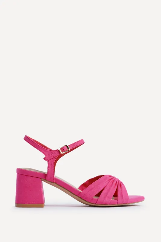 Broadway Pink Faux Suede Heeled Sandals - Linzi