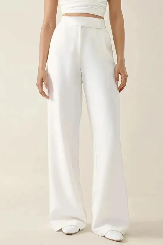Normal Waist Pleated Palazzo Pants - Hiccup