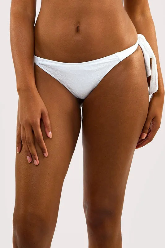 Peek & Beau Mix & Match White Textured Tie Side Bikini Bottom