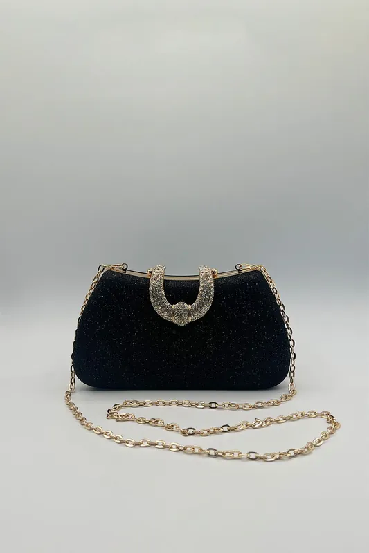 Black Shimmer Clutch Bag - SVNX
