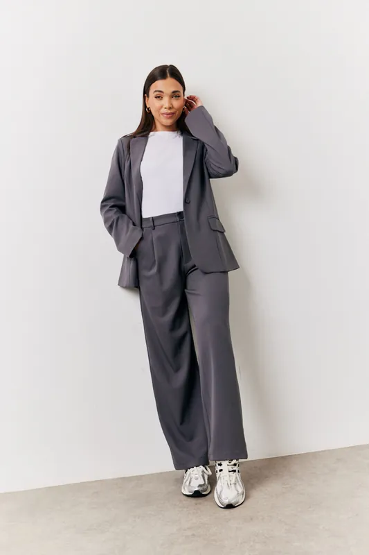 Charcoal Elastic Waist Back Trouser - In The Style