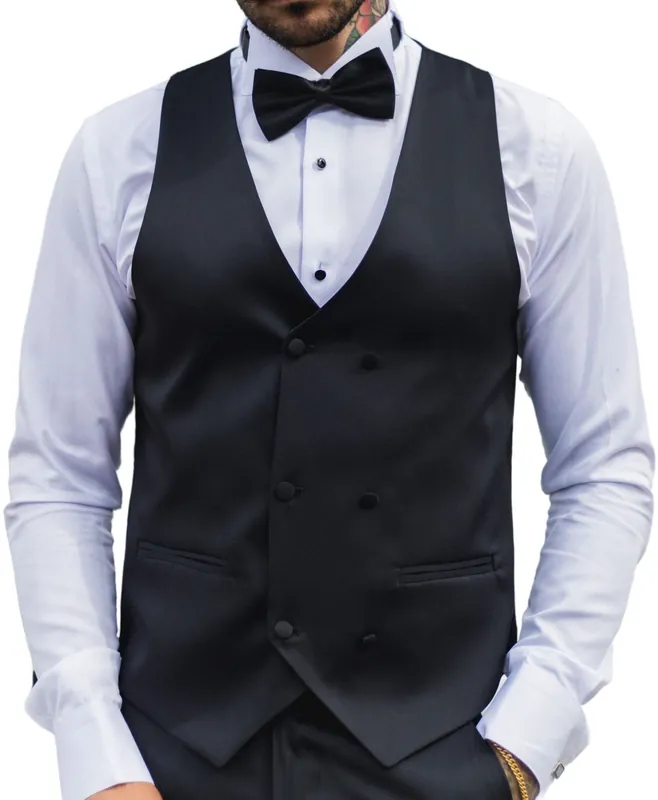 Satin Double Breasted Waistcoat - TruClothing