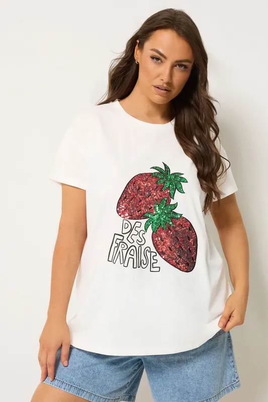 Sequin Embellished Strawberry T-Shirt