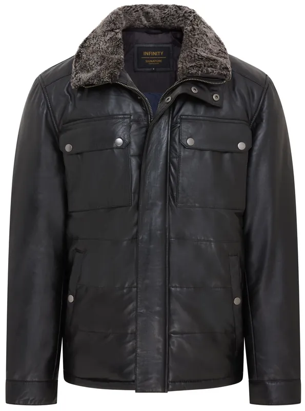 Leather Puffer Quilted Jacket - Farsund