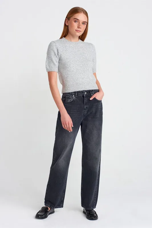 High-Waist Straight-Leg Cotton Jeans