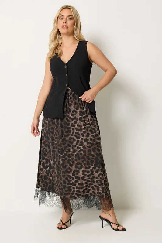 Leopard Lace Trim Skirt - Yours