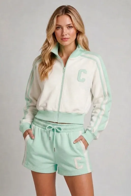Zip Up Jacket and Shorts Fleece Co-ord