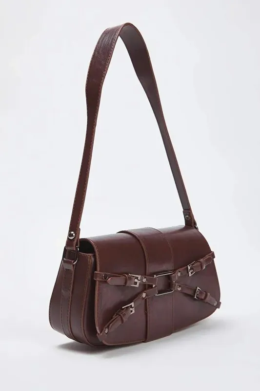 Women's Mini Shoulder Bag with Belt Details - WOVCOR