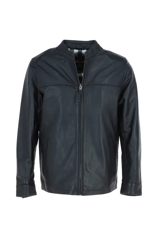 Cooper' Real Leather Casual Jacket with Mandarin Collar - Ashwood Leather