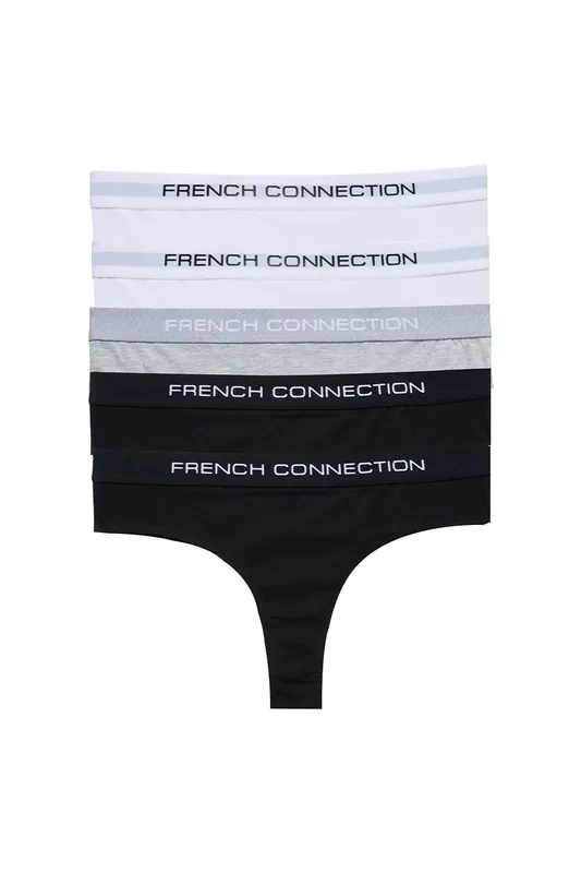 5 Pack Cotton French Connection Ladies Thongs