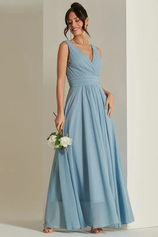 Wrap Bodice Chiffon Maxi Dress - Jolie Moi