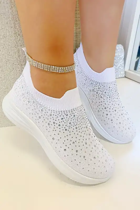 Crystal Rainbow Drop Stretch Sock Trainers - Love Lemonade