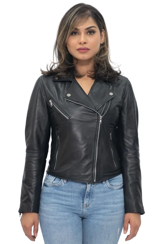 Classic Nappa Leather Retro Biker Jacket-Bergen