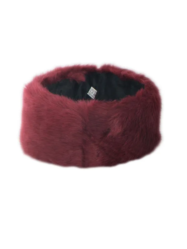 Soft Faux Fur Headband In Burgundy - SVNX