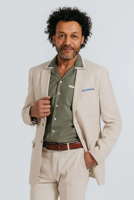 Oatmeal Cotton/Linen Blend 2 Piece Suit - Dobell