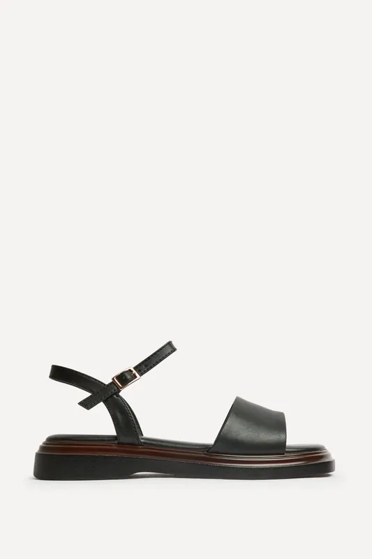 Balance Black Flat Sandals - Linzi