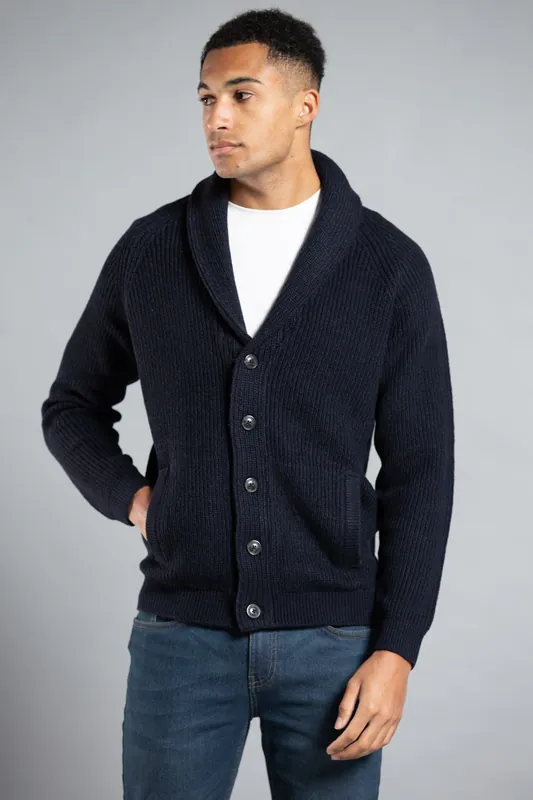 Shawl Neck Ribbed Cardigan - Tokyo Laundry