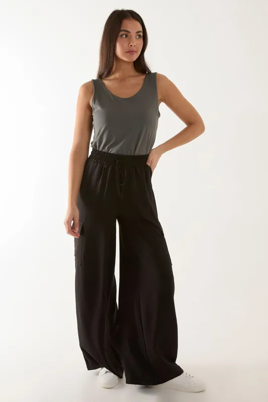 Wide Leg Combat Trousers - Blue Vanilla