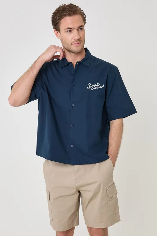 Embroidered Boxy Fit Short Sleeve Shirt - Threadbare