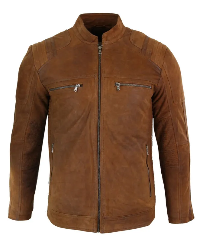 Suede Leather Retro Vintage Biker Jacket - TruClothing