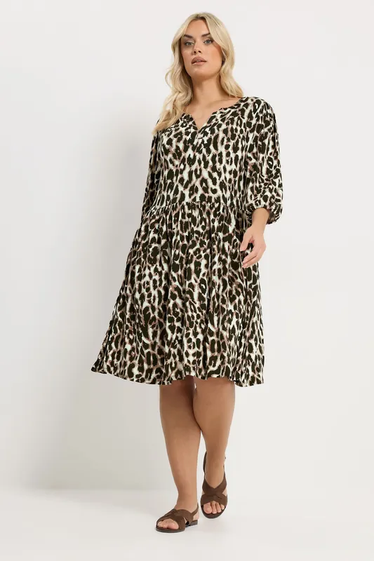 Animal Notch Neck Dress - Yours