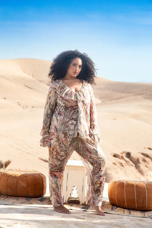 Curve Swirl Print Resort Trouser - FASHION-SZN