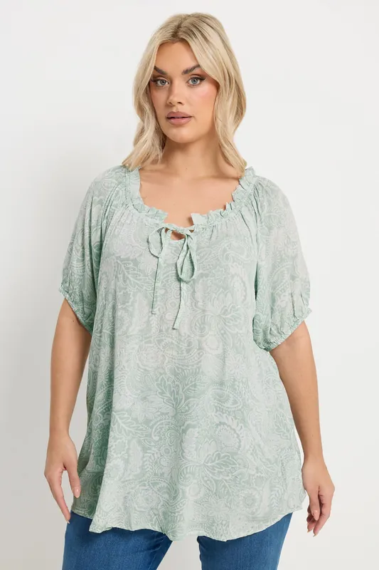Textured Ditsy Floral Print Top - Yours