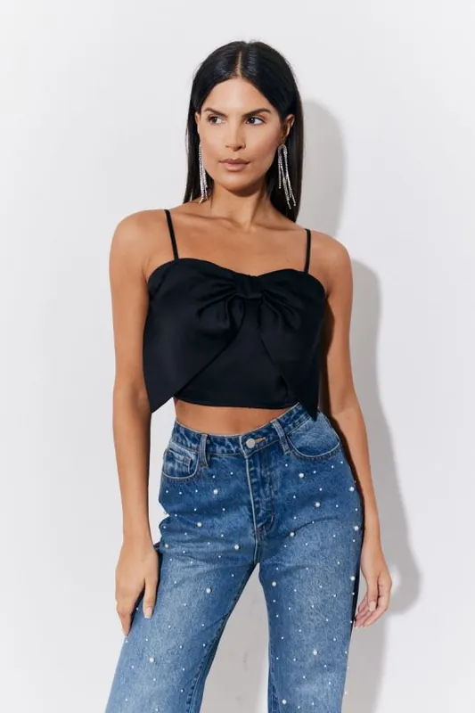 Black Bow Front Cami Top - In The Style