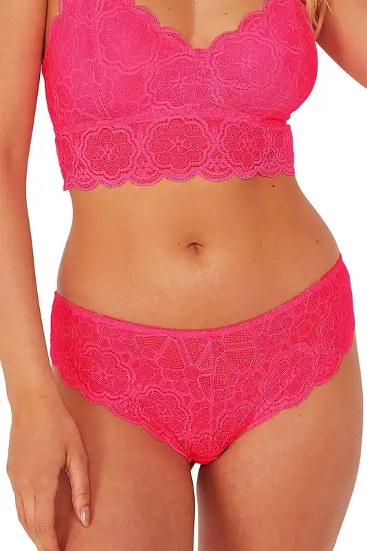 Ariana Lace Neon Pink 'Bralette' - Wolf & Whistle