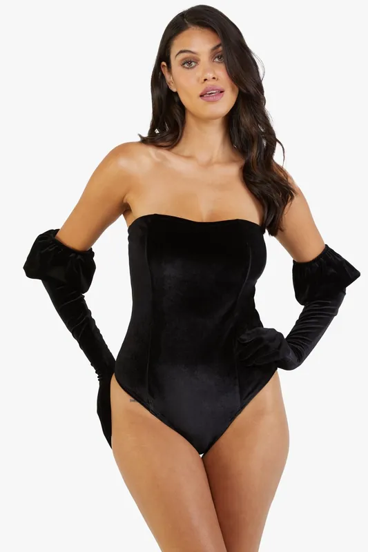 Halina Puff-Sleeve Body With Built-In Gloves