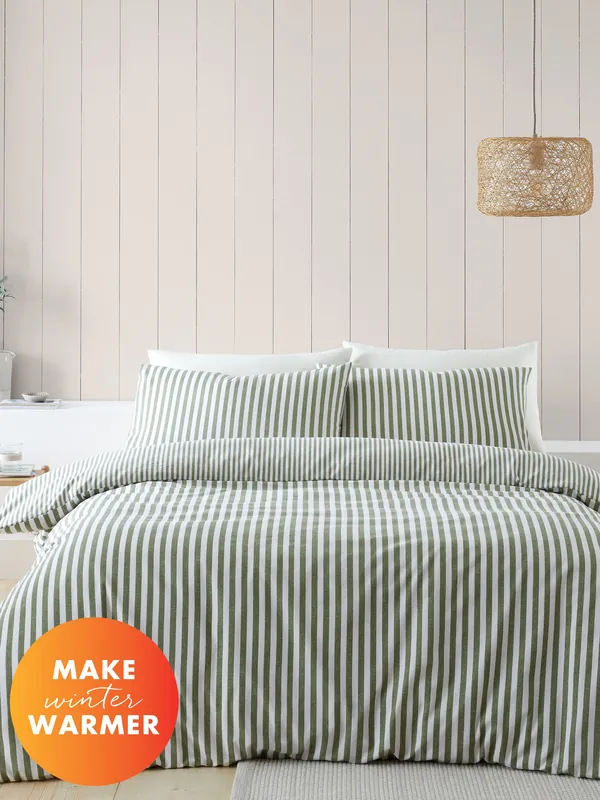 'Brushed Cotton Stripe' Duvet Cover Set - Catherine Lansfield