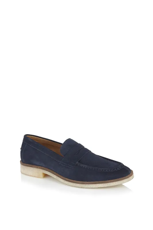 Morgan Suede Leather Mens Penny Loafers - Silver Street London