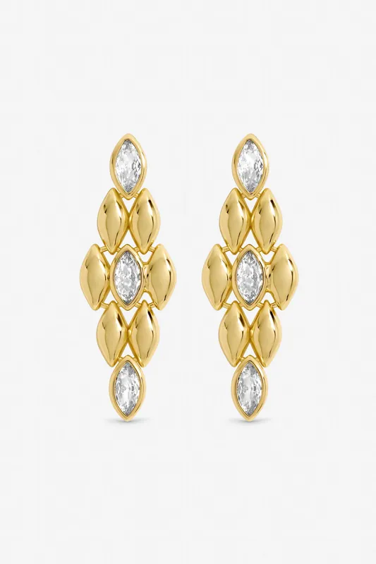 Gold Plated and Crystal Earrings - Jon Richard